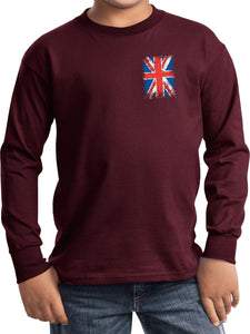 Kids Union Jack T-shirt Pocket Print Youth Long Sleeve - Yoga Clothing for You