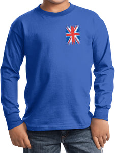 Kids Union Jack T-shirt Pocket Print Youth Long Sleeve - Yoga Clothing for You