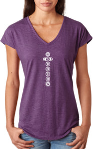 White 7 Chakras Triblend V-neck Yoga Tee Shirt - Yoga Clothing for You