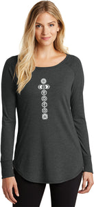 White 7 Chakras Triblend Long Sleeve Tunic Yoga Shirt - Yoga Clothing for You