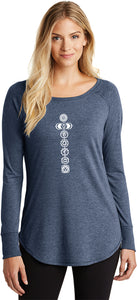 White 7 Chakras Triblend Long Sleeve Tunic Yoga Shirt - Yoga Clothing for You