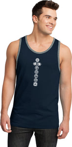 White 7 Chakras 100% Cotton Ringer Yoga Tank Top - Yoga Clothing for You