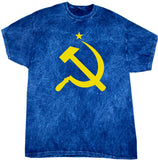 Soviet Union Tee Yellow Hammer and Sickle Mineral Washed Tie Dye - Yoga Clothing for You