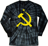 Soviet Union Shirt Yellow Hammer and Sickle Long Sleeve Tie Dye - Yoga Clothing for You