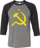 Soviet Union T-shirt Yellow Hammer and Sickle Raglan - Yoga Clothing for You