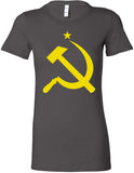 Ladies Soviet Union Yellow Hammer and Sickle Longer Length Tee - Yoga Clothing for You