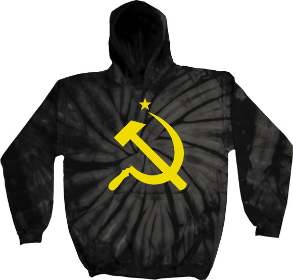 Soviet Union Hoodie Yellow Hammer and Sickle Tie Dye Hoody - Yoga Clothing for You