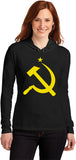 Ladies Soviet Union Tee Yellow Hammer and Sickle Hooded Shirt - Yoga Clothing for You