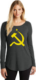 Ladies Yellow Hammer and Sickle Tri Blend Long Sleeve - Yoga Clothing for You