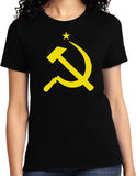 Ladies Soviet Union T-shirt Yellow Hammer and Sickle Tee - Yoga Clothing for You