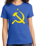 Ladies Soviet Union T-shirt Yellow Hammer and Sickle Tee - Yoga Clothing for You