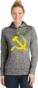 Ladies Soviet Union Yellow Hammer and Sickle Dry Wicking Hoodie - Yoga Clothing for You