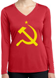 Ladies Yellow Hammer and Sickle Dry Wicking Long Sleeve - Yoga Clothing for You