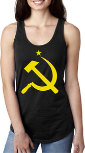 Ladies Soviet Union Tank Top Yellow Hammer and Sickle Ideal Tank - Yoga Clothing for You