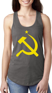 Ladies Soviet Union Tank Top Yellow Hammer and Sickle Ideal Tank - Yoga Clothing for You