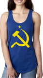 Ladies Soviet Union Tank Top Yellow Hammer and Sickle Ideal Tank - Yoga Clothing for You