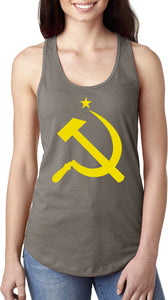 Ladies Soviet Union Tank Top Yellow Hammer and Sickle Ideal Tank - Yoga Clothing for You