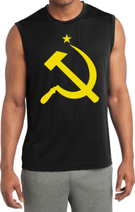 Soviet Union Yellow Hammer and Sickle Sleeveless Competitor Tee - Yoga Clothing for You