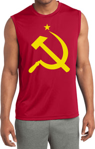 Soviet Union Yellow Hammer and Sickle Sleeveless Competitor Tee - Yoga Clothing for You